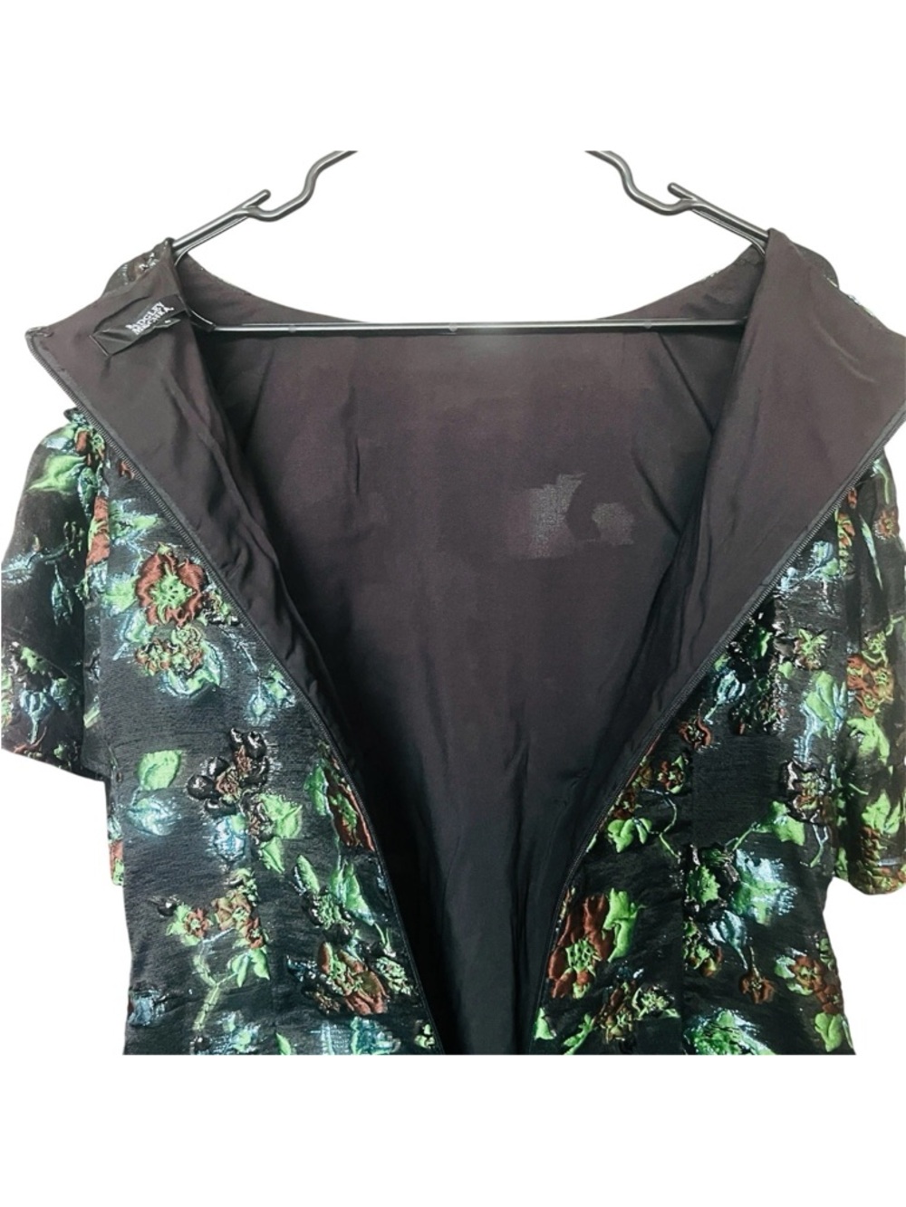 Badgley Mischka Metallic Floral Whimsygoth Party Cocktail Mini Dress SZ 4 Blk - Picture 4 of 8